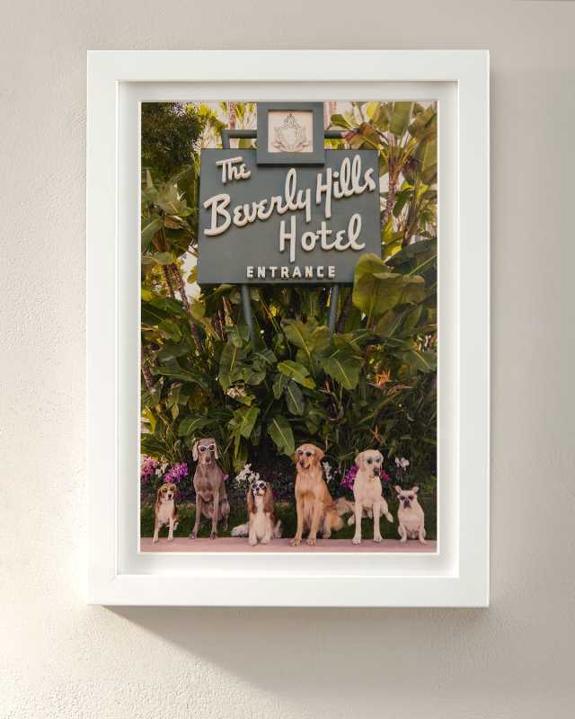 "Dogs at the Beverly Hills Hotel" Vertical Mini Giclee Print